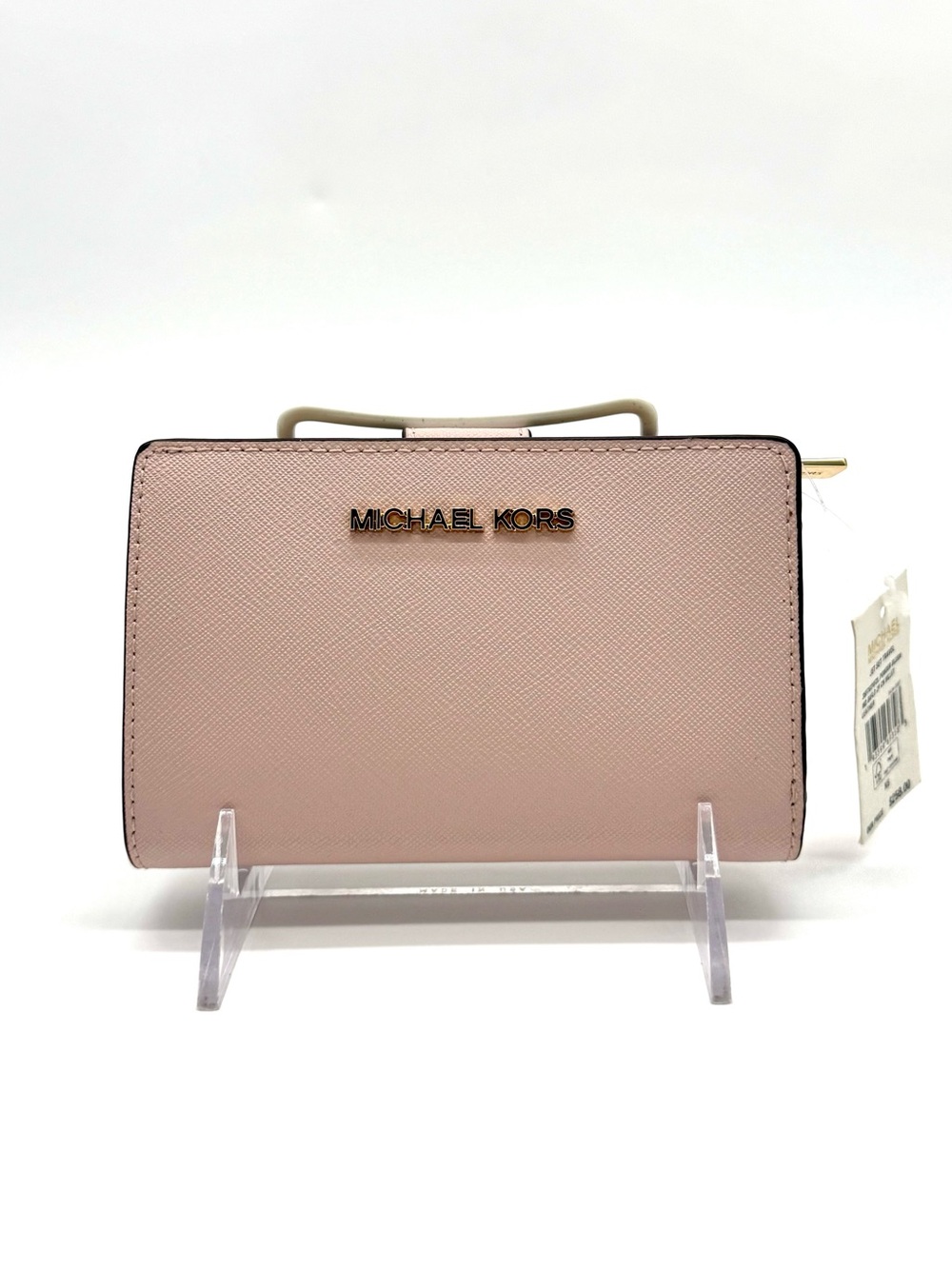 Michael Kors Bifold Zip Chain Wallet Optic White